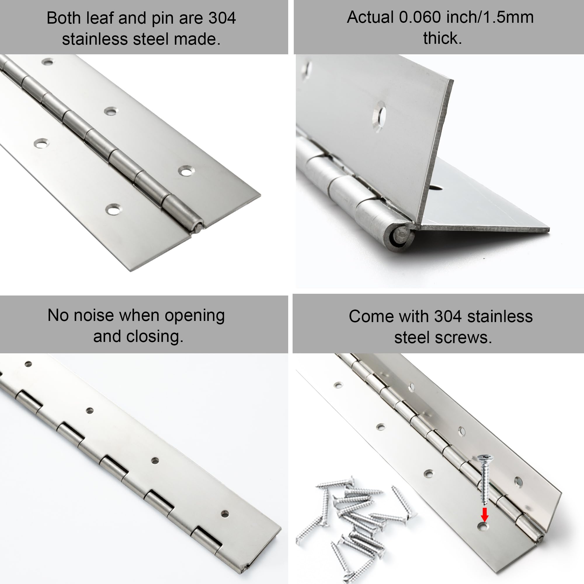 その他 Piano Works 2 & 3 (Hybr) (Ms) Heavy Duty Piano Hinge 24 Inch x 3 Inch Width, True 0.060